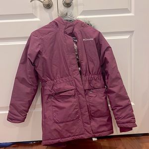 Purple/Pink Columbia Winter Coat (Size : Youth L/Adult S) With Fur Hood